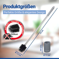 Perie de WC WENKO cu mâner extra lung, 70 cm, silicon, mâner din oțel inoxidabil, ergonomică, efect antiaderent, perie igienică pentru curățarea băii 7