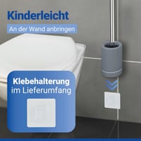 Perie de WC WENKO cu mâner extra lung, 70 cm, silicon, mâner din oțel inoxidabil, ergonomică, efect antiaderent, perie igienică pentru curățarea băii 4