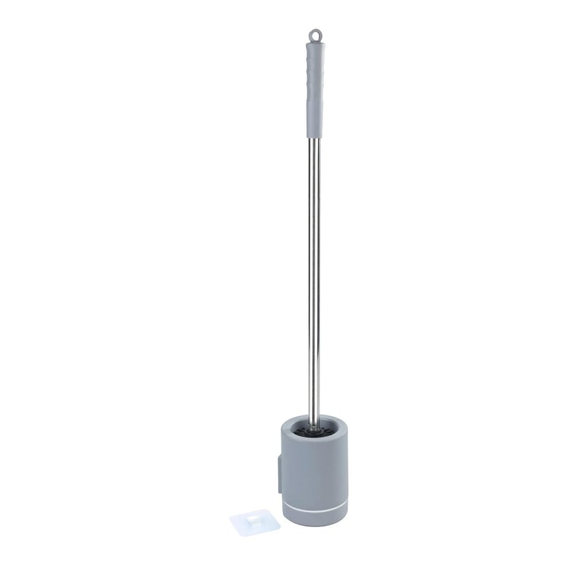 Perie de WC WENKO cu mâner extra lung, 70 cm, silicon, mâner din oțel inoxidabil, ergonomică, efect antiaderent, perie igienică pentru curățarea băii