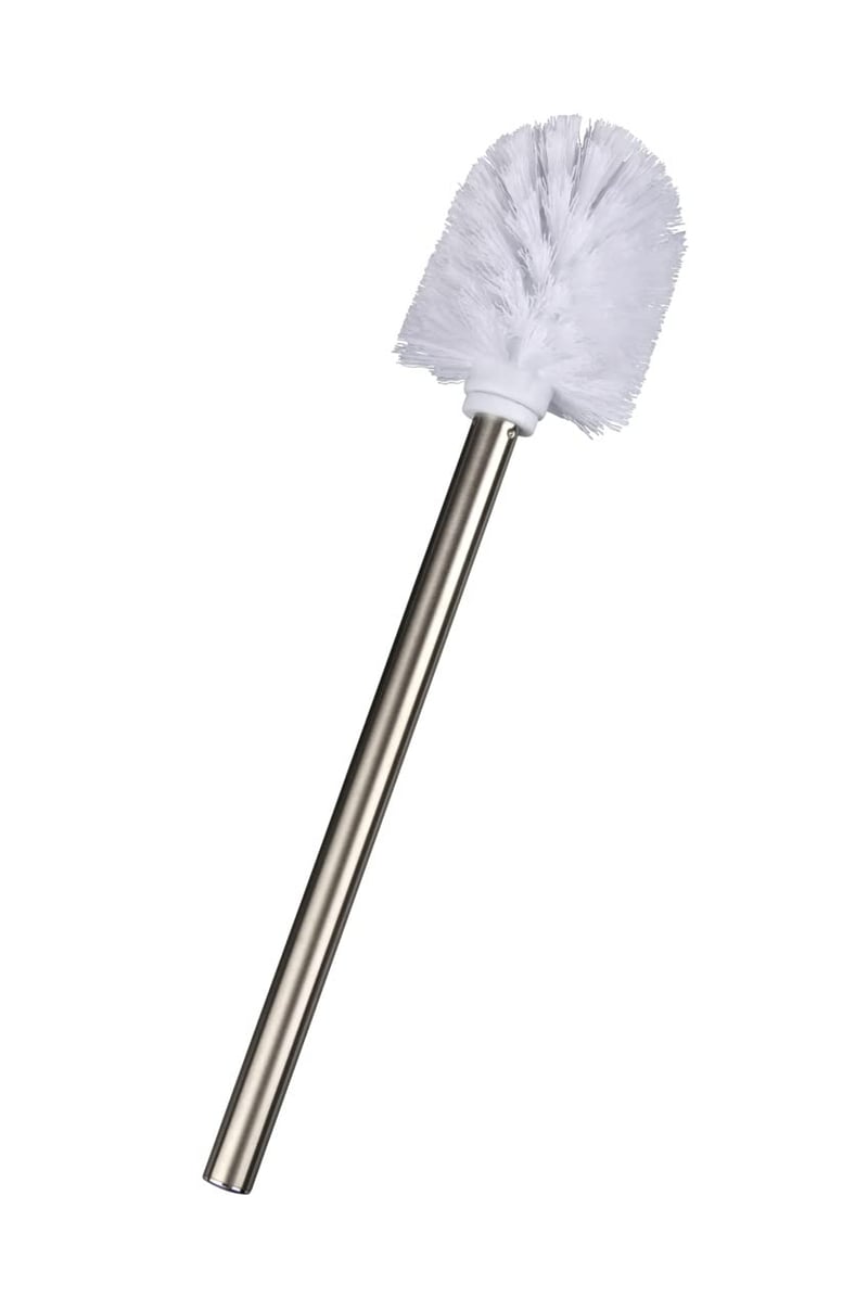 Perie WC WENKO cu mâner din oțel inoxidabil, mat, Ø 8 x 35 cm – perie de toaletă de rezervă, oțel inoxidabil
