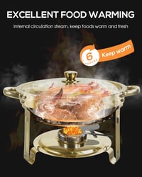 WENMILY 5L Rozsdamentes Chafing Dish Buffet Készlet 2db Arany-Ezüst Ételmelegítő 7