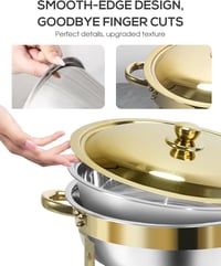 WENMILY 5L Rozsdamentes Chafing Dish Buffet Készlet 2db Arany-Ezüst Ételmelegítő 3