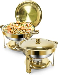 WENMILY 5L Rozsdamentes Chafing Dish Buffet Készlet 2db Arany-Ezüst Ételmelegítő 1