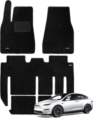 WENNEBIRD Premium Set tepiha Tesla Model X 7 sjedala (2021-2024) - Vodootporan, protuklizan, debljine 1,52 cm, set podnih tepiha od 4 komada