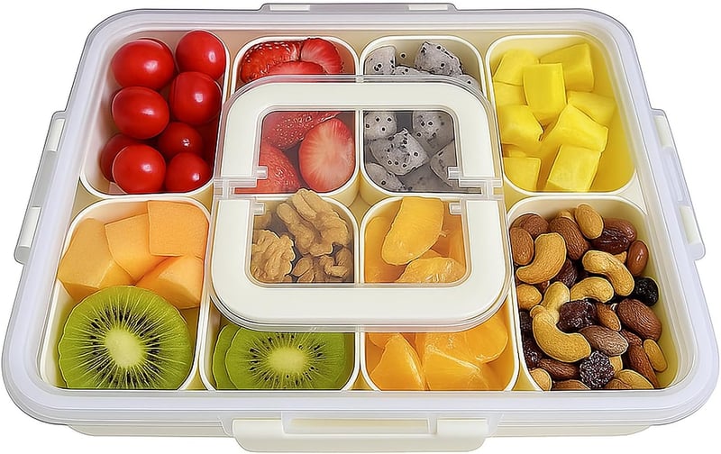wenrescry 8 rekeszes snack doboz fedéllel és fogantyúval, mosogatógépben mosható