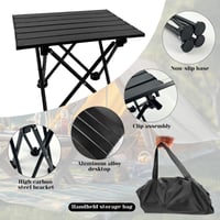 Skladací kempingový stôl Wensdr s 2 stoličkami, ľahká pikniková súprava na pláž, turistiku, rybárčenie, grilovanie, s úložnou taškou, čierny, 35x 4