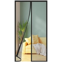 WENT Magnetna mreža za komarce za vrata 85x210 cm Crna prugasta - Za balkonska vrata, terase, podrumska vrata, montaža bez bušenja, poliester 1