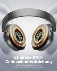 Wentronic Y01 Slúchadlá cez uši s potlačením hluku, Bluetooth 5.3, mikrofón, Hi-Res zvuk, 48-hodinové prehrávanie, skladacie, iOS/Android/PC – Sivé 3