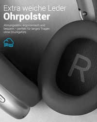Wentronic Y01 Slúchadlá cez uši s potlačením hluku, Bluetooth 5.3, mikrofón, Hi-Res zvuk, 48-hodinové prehrávanie, skladacie, iOS/Android/PC – Sivé 4