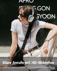 Wentronic Y01 Slúchadlá cez uši s potlačením hluku, Bluetooth 5.3, mikrofón, Hi-Res zvuk, 48-hodinové prehrávanie, skladacie, iOS/Android/PC – Sivé 7