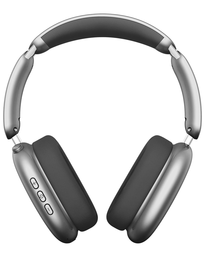 Wentronic Y02 Slúchadlá s aktívnym potlačením hluku, Bluetooth 5.4, 60 hodín, Hi-Res Audio, hlboké basy, skladacie, priedušné kožené náušníky, sivé