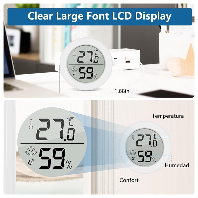 Wepai Mini Digitális Hőmérő és Páratartalom Mérő LCD Kijelzővel - Beltéri Hőmérsékletmérő Babaszobába, Irodába, Nappaliba - 3 db Csomag