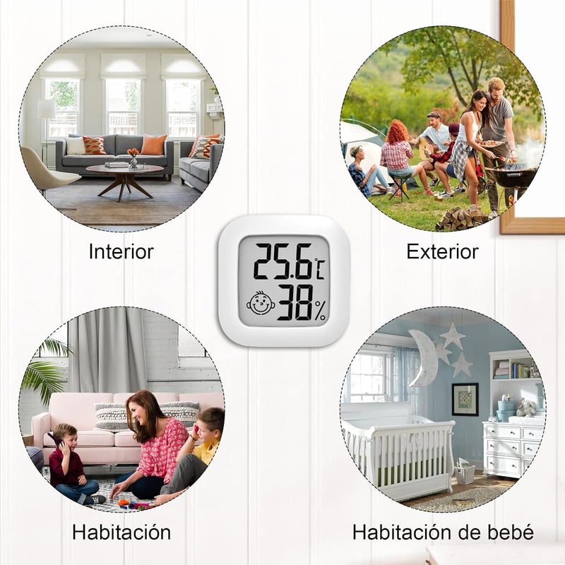 Wepai Mini Digitális Hőmérő és Páratartalom Mérő Szett - Hordozható LCD Kijelzős Szobai Higrométer, Nagy Pontosságú, 2 db-os Csomag, Fehér