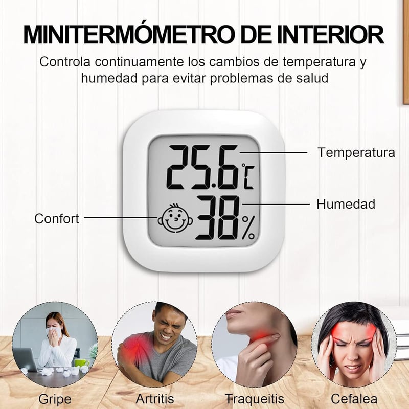 Wepai Mini Digitális Hőmérő és Páratartalom Mérő Szett - 4 db Beltéri Hőmérséklet és Páramérő, Falra Szerelhető vagy Szabadon Álló, CR2032 E