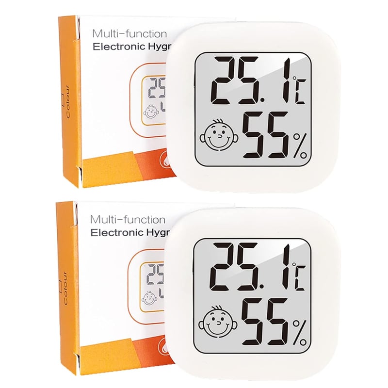 Wepai Mini Digitális Hőmérő és Páratartalom Mérő Szett - Hordozható LCD Kijelzős Szobai Higrométer, Nagy Pontosságú, 2 db-os Csomag, Fehér