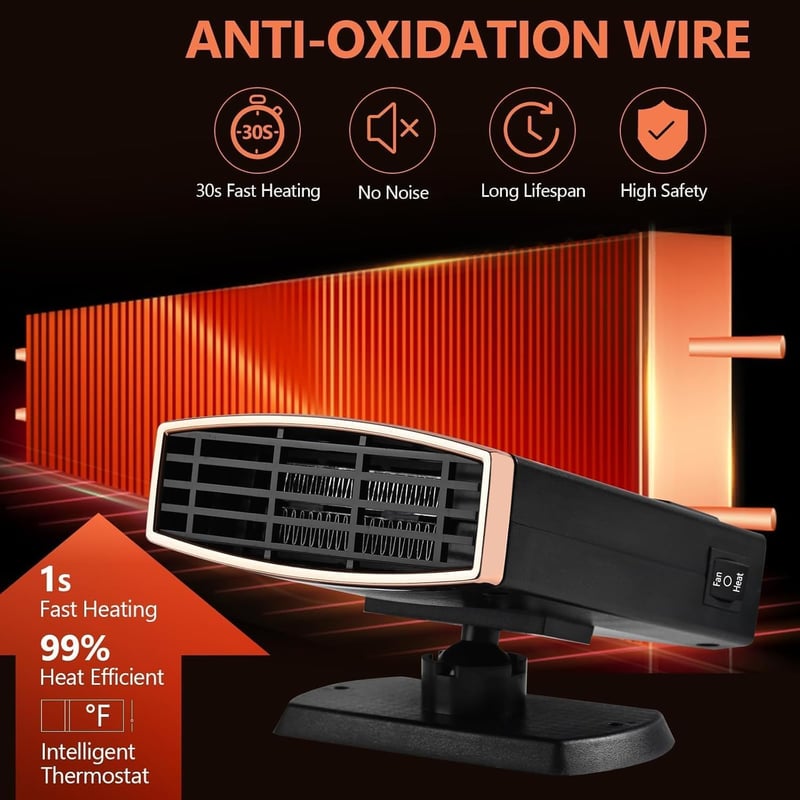 WEQNGIU 12V 200W Autófűtő Páramentesítő 2in1 Ventilátoros Hűtés Funkcióval