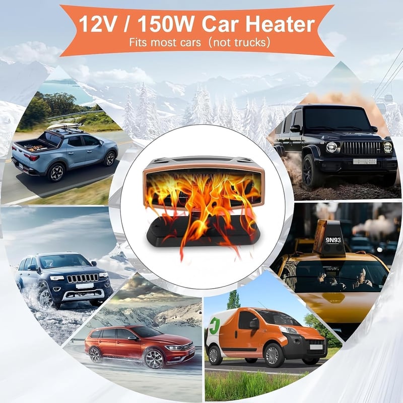 WEQNGIU 12V 200W Autófűtő Páramentesítő 2in1 Ventilátoros Hűtés Funkcióval