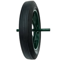 Nefunkčné koleso na fúrik WERKA PRO 15 palcov – Plná guma Ø385 x 66 mm – Os 20 mm – Kovový disk – Pre záhradný fúrik 3