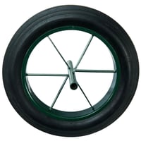 Nefunkčné koleso na fúrik WERKA PRO 15 palcov – Plná guma Ø385 x 66 mm – Os 20 mm – Kovový disk – Pre záhradný fúrik 2