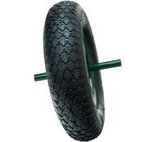Nafukovacie koleso na fúrik WERKA PRO 15 palcov 385x95 mm, hriadeľ Ø20 mm, zelený kovový disk, čierna guma, dĺžka náboja 242 mm 3
