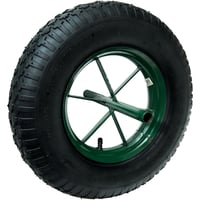 Nafukovacie koleso na fúrik WERKA PRO 15 palcov 385x95 mm, hriadeľ Ø20 mm, zelený kovový disk, čierna guma, dĺžka náboja 242 mm 2