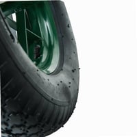 Nafukovacie koleso na fúrik WERKA PRO 15 palcov 385x95 mm, hriadeľ Ø20 mm, zelený kovový disk, čierna guma, dĺžka náboja 242 mm 4