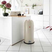 WESCO Kickmaster Maxi Kanta za smeće – Mat bijela, čelični lim premazan prahom, s ugrađenim prigušivačem, 40 litara, veliki otvor 5