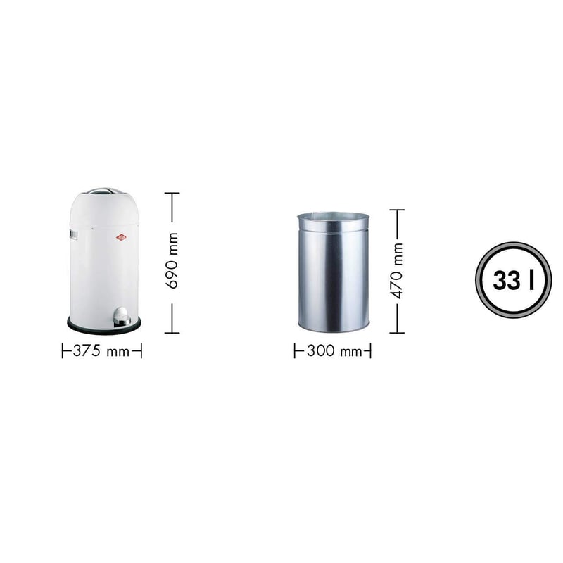 Wesco Kickmaster Szemetes Kuka Fém Fekete Matt 33L 69cm