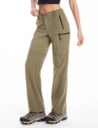 Pantaloni de drumeție cu craci detașabili Wespornow pentru femei - Pantaloni outdoor respirabili, cu uscare rapidă, kaki, mărimea S 2