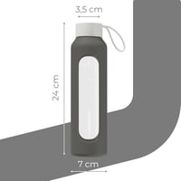 Wessper 500ml Motivációs Vizes Palack Hidratációs Skálával, Boroszilikát Üveg, Szilikon Tok, BPA Mentes - Grey 4
