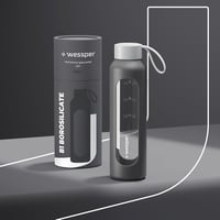 Wessper 500ml Motivációs Vizes Palack Hidratációs Skálával, Boroszilikát Üveg, Szilikon Tok, BPA Mentes - Grey 5