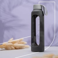 Wessper 500ml Motivációs Vizes Palack Hidratációs Skálával, Boroszilikát Üveg, Szilikon Tok, BPA Mentes - Grey 6