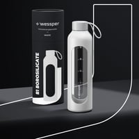 Sklenená fľaša na vodu Wessper 1 liter, motivačná fľaša, biela 6