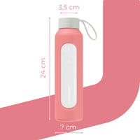Sklenená fľaša Wessper 500 ml s ružovým silikónovým obalom, stupnicou na meranie hydratácie, vyrobená z borosilikátového skla bez obsahu BPA, motivačná fľaša na vodu 4