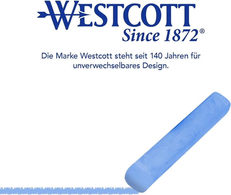 Westcott 100 darabos színes kréta szett, 1,2 cm átmérő, alacsony porképzés, könnyen törölhető - mix