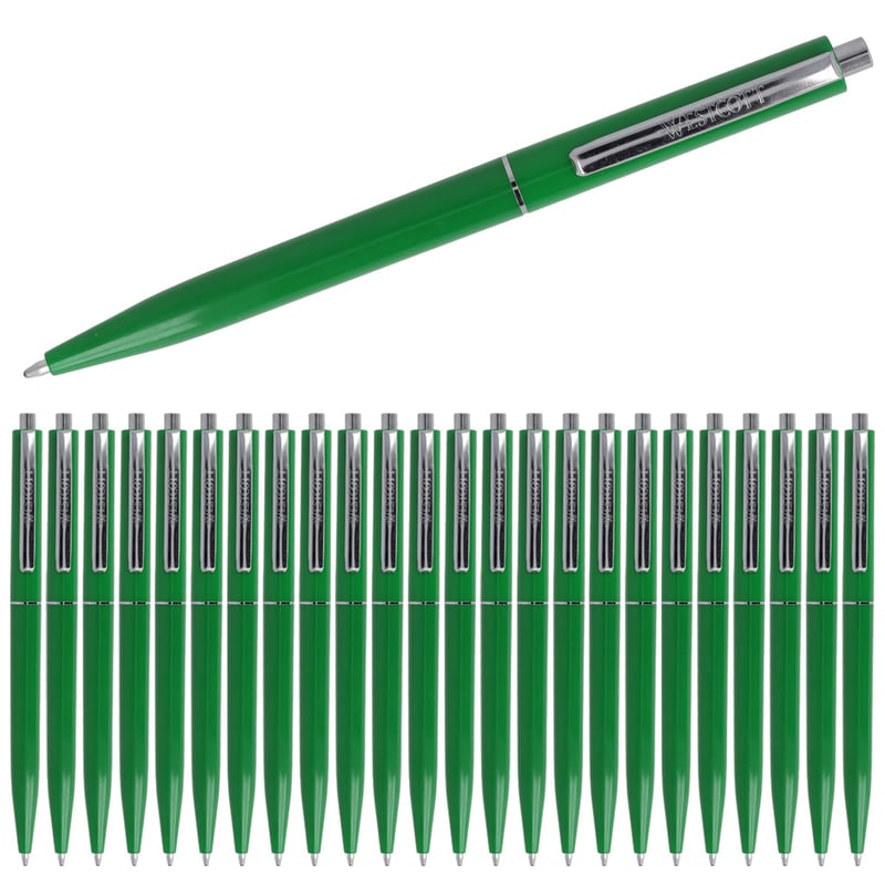 Pix Westcott Alltime E-737463 00 cu cerneală verde, grosime scriere M, 20 rezerve, ISO 12757-2, clips metalic, pachet de 25 bucăți