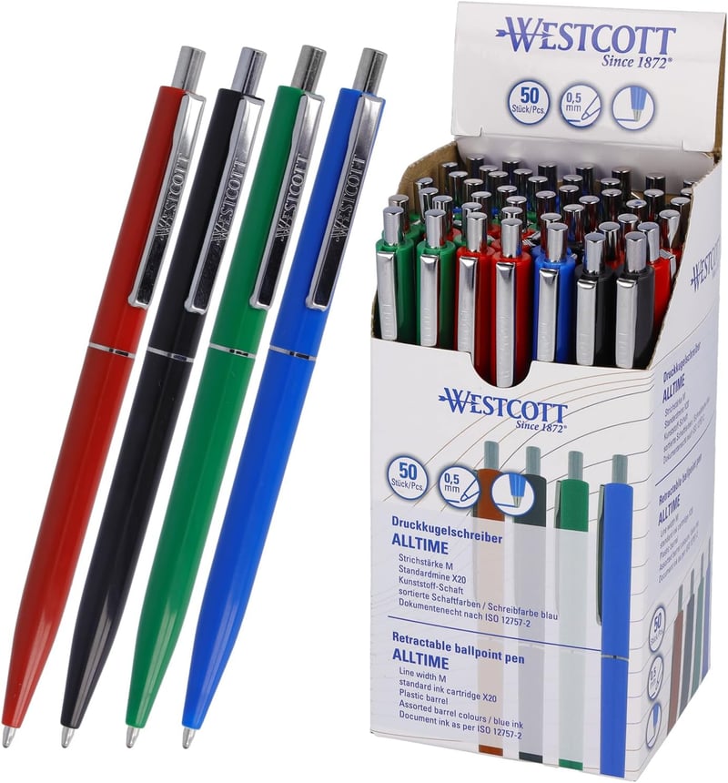 Westcott Alltime Mix golyóstoll 50 db-os csomag kék tintával M hegyezéssel