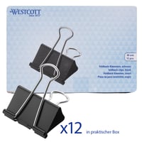 Westcott E-10700 00 Kovové kancelárske svorky 50 mm čierne, balenie 12 ks 2