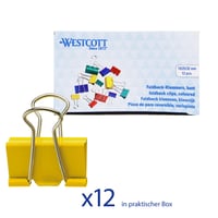 Westcott E-10706 00 Spony na papier, 12-dielne balenie, mix, kovové klipy 4x19 mm, 4x25 mm, 4x32 mm, pevné a opakovane použiteľné kancelárske spony 2