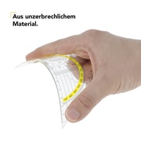 Geometrické pravítko trojuholník Westcott 14 cm, nerozbitný priehľadný plast, žltá stupnica, uhlomer, do školy a kancelárie, E-10132 00 2
