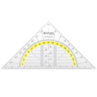Geometrické pravítko trojuholník Westcott 14 cm, nerozbitný priehľadný plast, žltá stupnica, uhlomer, do školy a kancelárie, E-10132 00 1