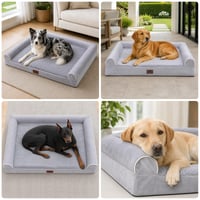 Ortopedický pelech pre psov WESTERN HOME pre veľké psy, s odnímateľným prateľným poťahom, vankúš v tvare U, vodoodolný, sivý, 91 x 68 x 16,5 cm 8