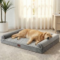 Ortopedický pelech pre psov WESTERN HOME pre veľké psy, s odnímateľným prateľným poťahom, vankúš v tvare U, vodoodolný, sivý, 91 x 68 x 16,5 cm 2