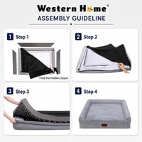 Ortopedický pelech pre psov WESTERN HOME pre veľké psy, s odnímateľným prateľným poťahom, vankúš v tvare U, vodoodolný, sivý, 91 x 68 x 16,5 cm 9