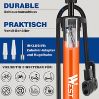 WESTGIRL Kerékpár Pumpa 11 Bar / 160 PSI - Univerzális Padlópumpa Minden Szelephez - Országúti, Hegyi és E-Bike Kompatibilis Fém Légpumpa Ad 3