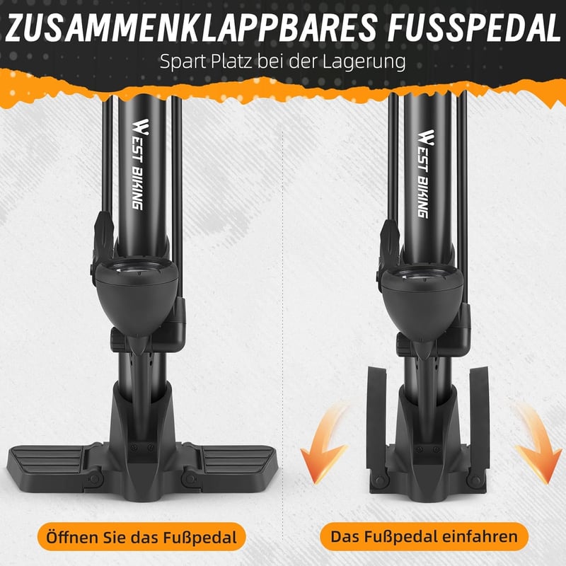 WESTGIRL Kerékpár Pumpa Nyomásmérővel, 11 Bar, Összes Szelep Típushoz, Padló Pumpa