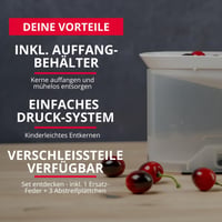 Westmark odstraňovač kôstok z čerešní s dávkovačom a zásobníkom na kôstky, 22 cm, biela/antracitová, plast/nehrdzavejúca oceľ 7