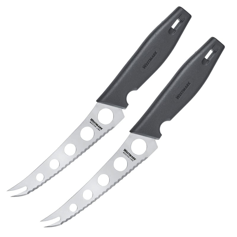 Westmark Master Line 135622E3 Profesionálny nôž na syr a krájač na syr, 2 ks, dĺžka čepele: 13,5 cm, celková dĺžka: 25 cm, nehrdzavejúca oceľ, čierna/strieborná
