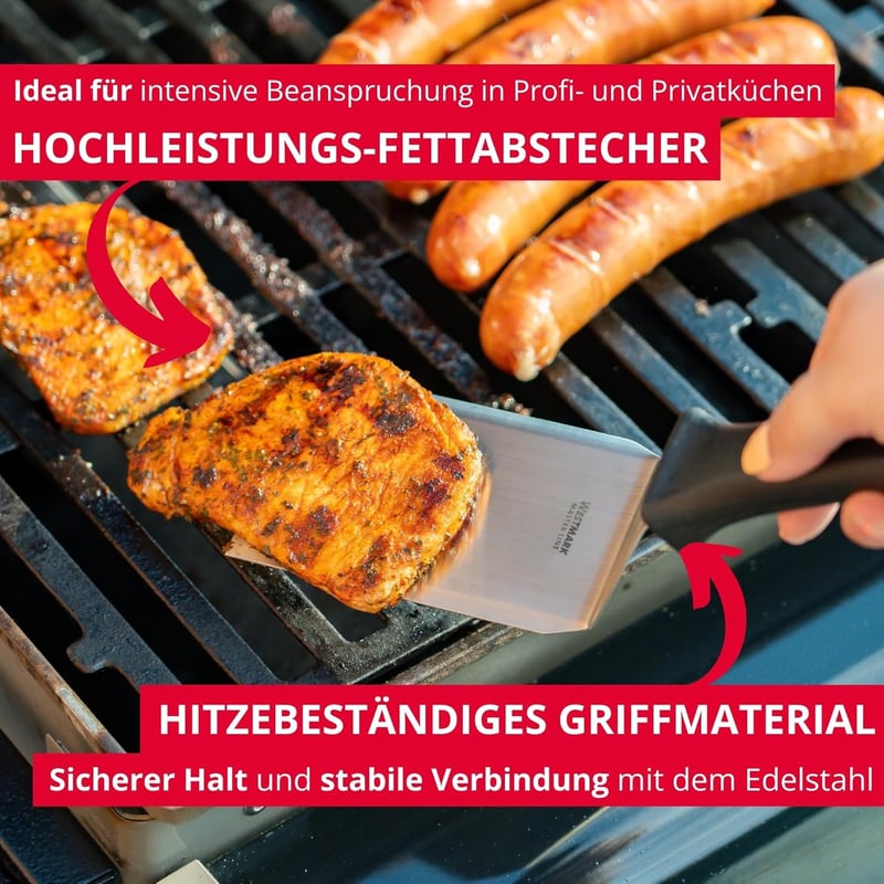 Westmark Profi Grill Spatula Kaparó Kés Rozsdamentes Acél - Black/Silver - Closed - Angled - 1 Piece