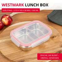 Westmark kutija za užinu od nehrđajućeg čelika – bento kutija otporna na curenje – pogodna za mikrovalnu pećnicu i pećnicu, bez BPA – za školu, posao – srebrna, s pregradama 450 + 280 ml 2